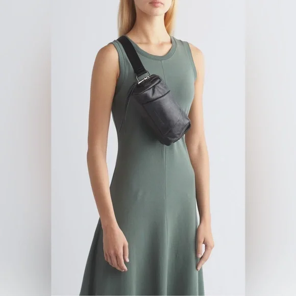 Aimee Kestenberg “Corfu” Leather Belt Bag, Black Vintage w/ Shiny Silver Accents - Picture 3 of 17